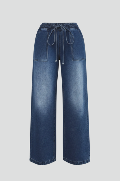 Hanna | Women's Casual Wide-Leg Pants with Drawstring Waistband and Patch Pockets