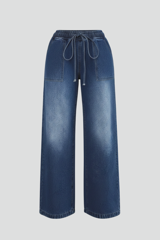 Hanna | Women's Casual Wide-Leg Pants with Drawstring Waistband and Patch Pockets