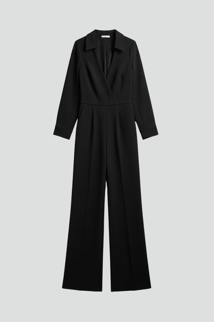 Jessica | Women's Collar Wide-Leg Fitted Jumpsuit