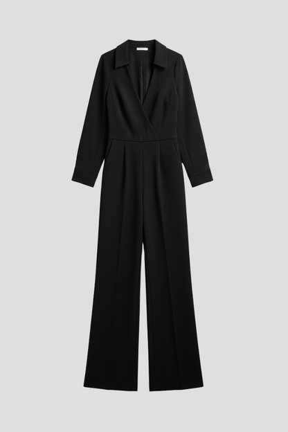 Jessica | Women's Collar Wide-Leg Fitted Jumpsuit