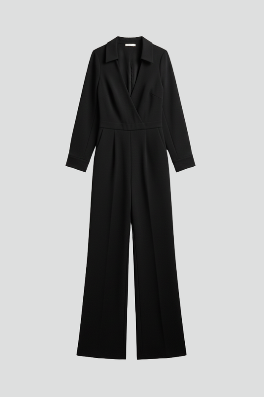 Jessica | Women's Collar Wide-Leg Fitted Jumpsuit