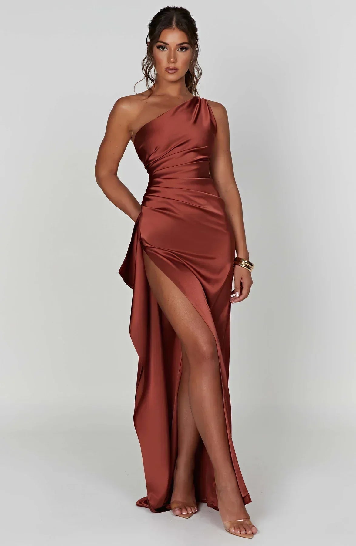 Petra | Women's One-Shoulder Maxi Dress with Slit