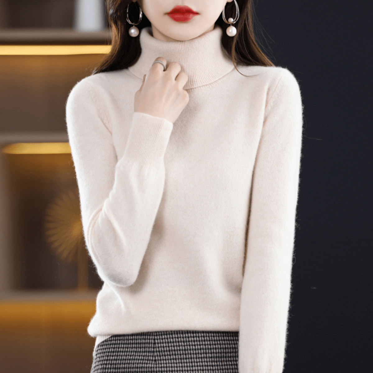 Elfriede | Women's Classic Warm Knit Sweater with Turtleneck