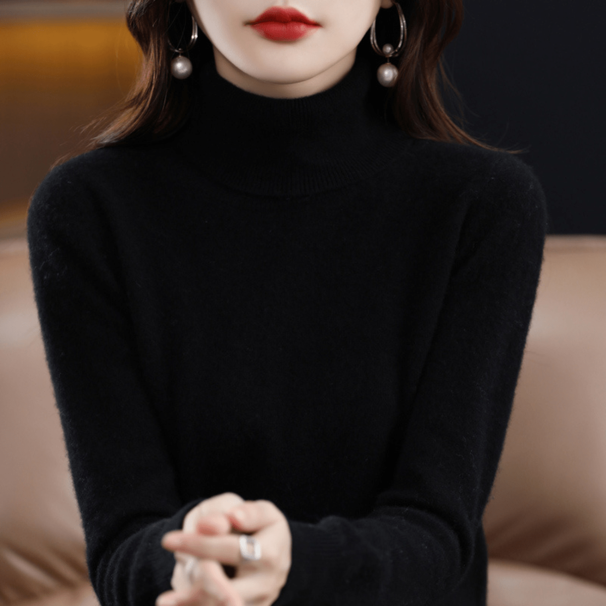 Elfriede | Women's Classic Warm Knit Sweater with Turtleneck