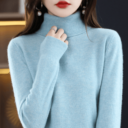 Elfriede | Women's Classic Warm Knit Sweater with Turtleneck
