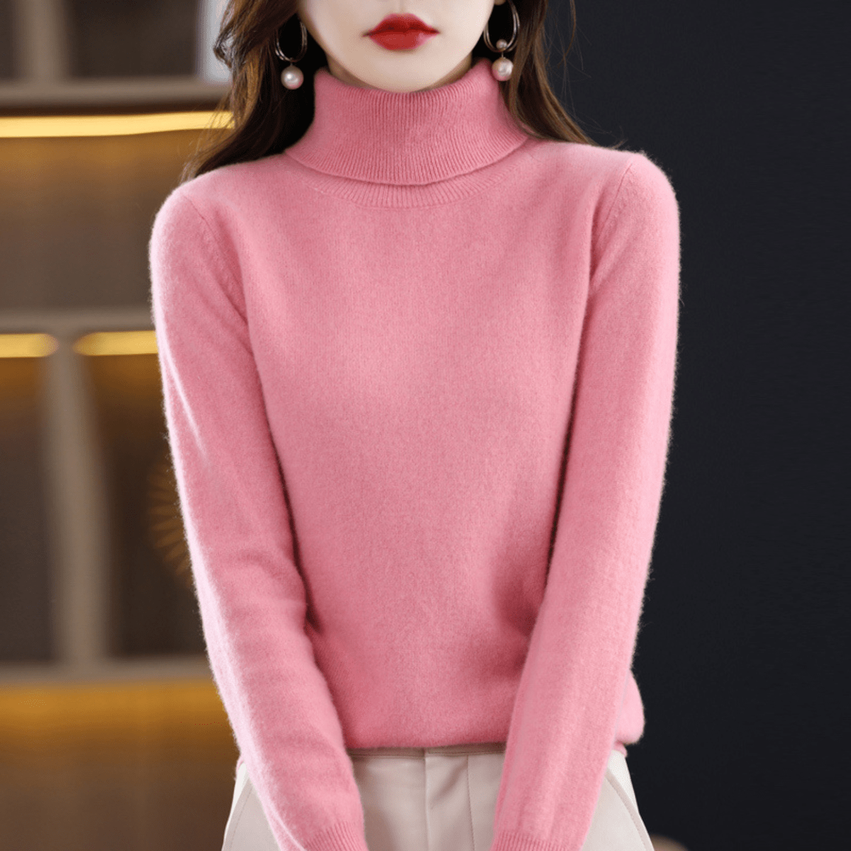 Elfriede | Women's Classic Warm Knit Sweater with Turtleneck