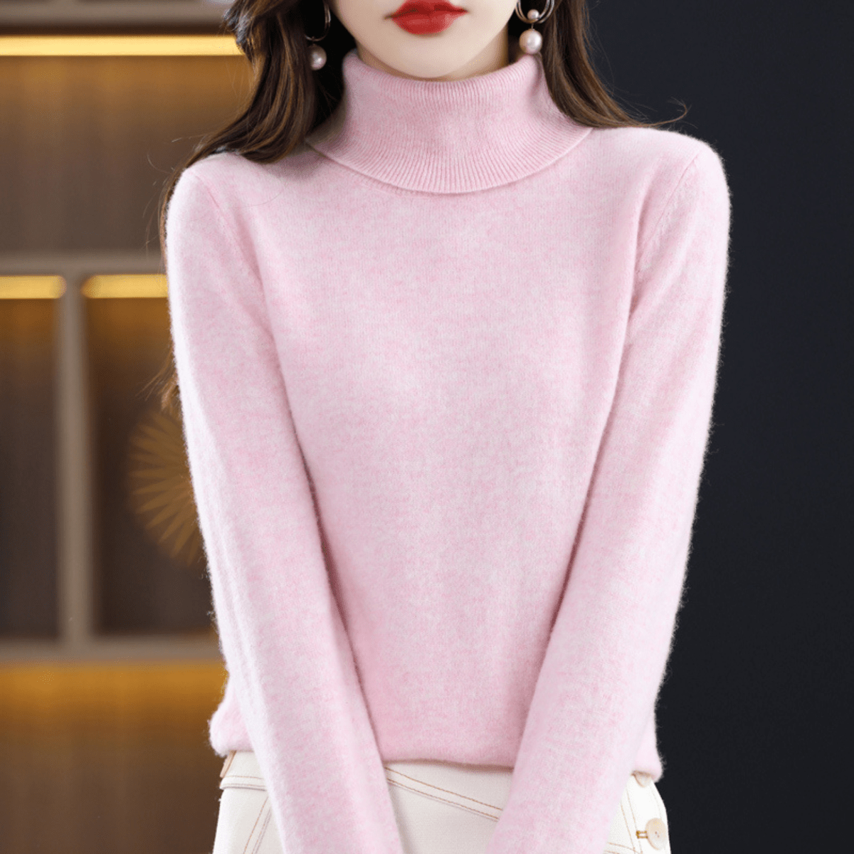 Elfriede | Women's Classic Warm Knit Sweater with Turtleneck