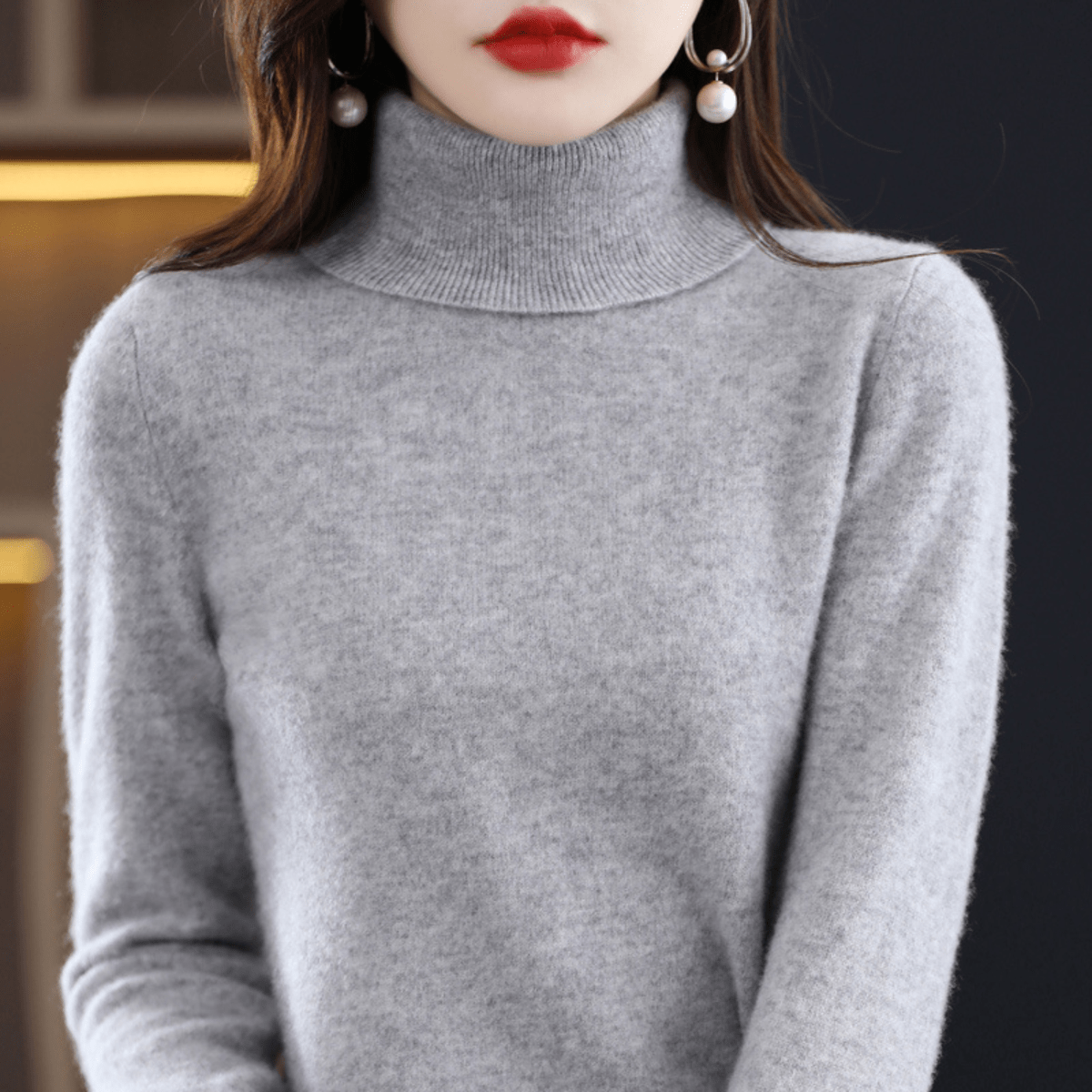 Elfriede | Women's Classic Warm Knit Sweater with Turtleneck