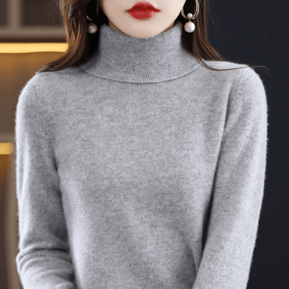 Elfriede | Women's Classic Warm Knit Sweater with Turtleneck