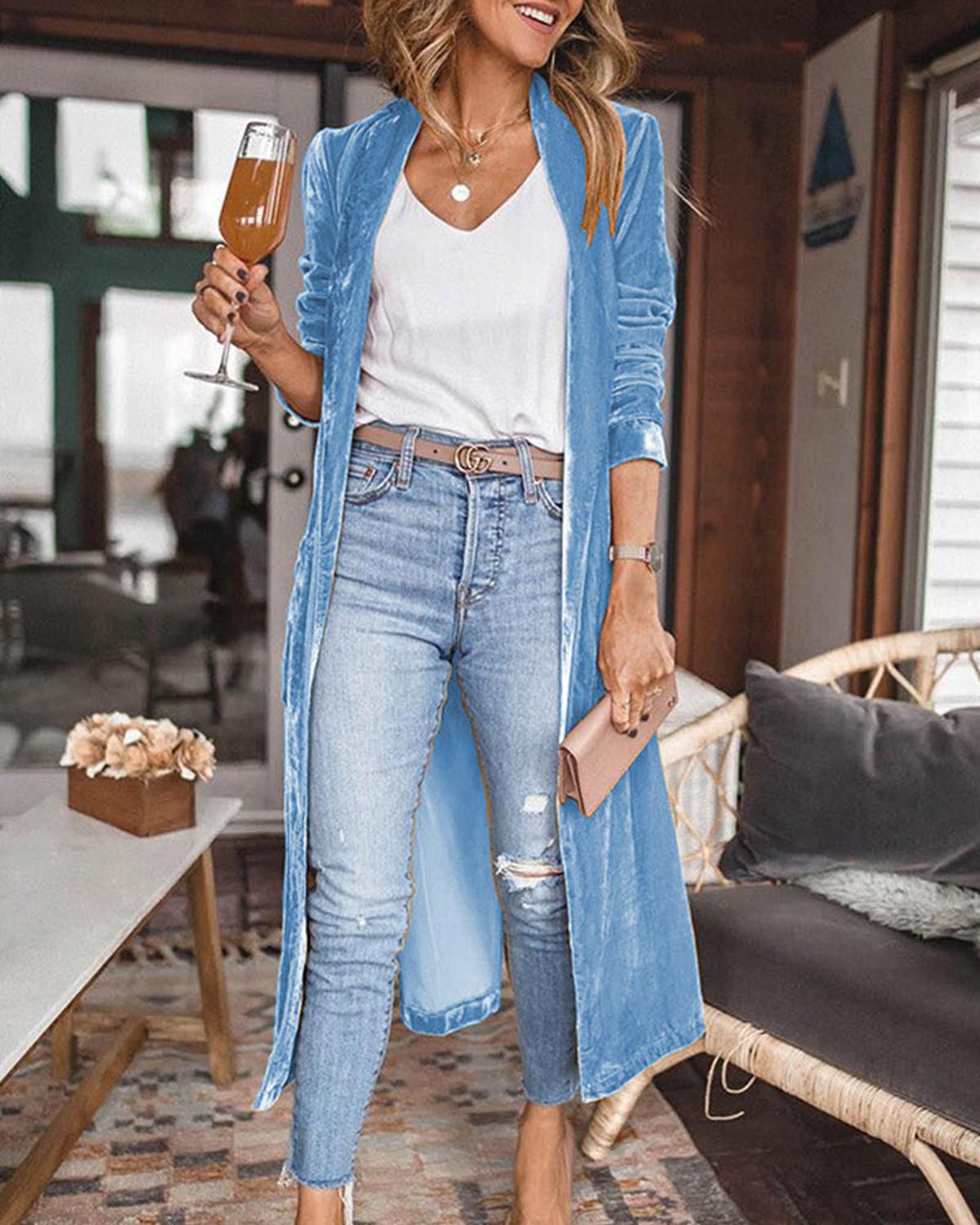 Gabriela | Women's Long Sleeve Knit Cardigan with open Front Panel