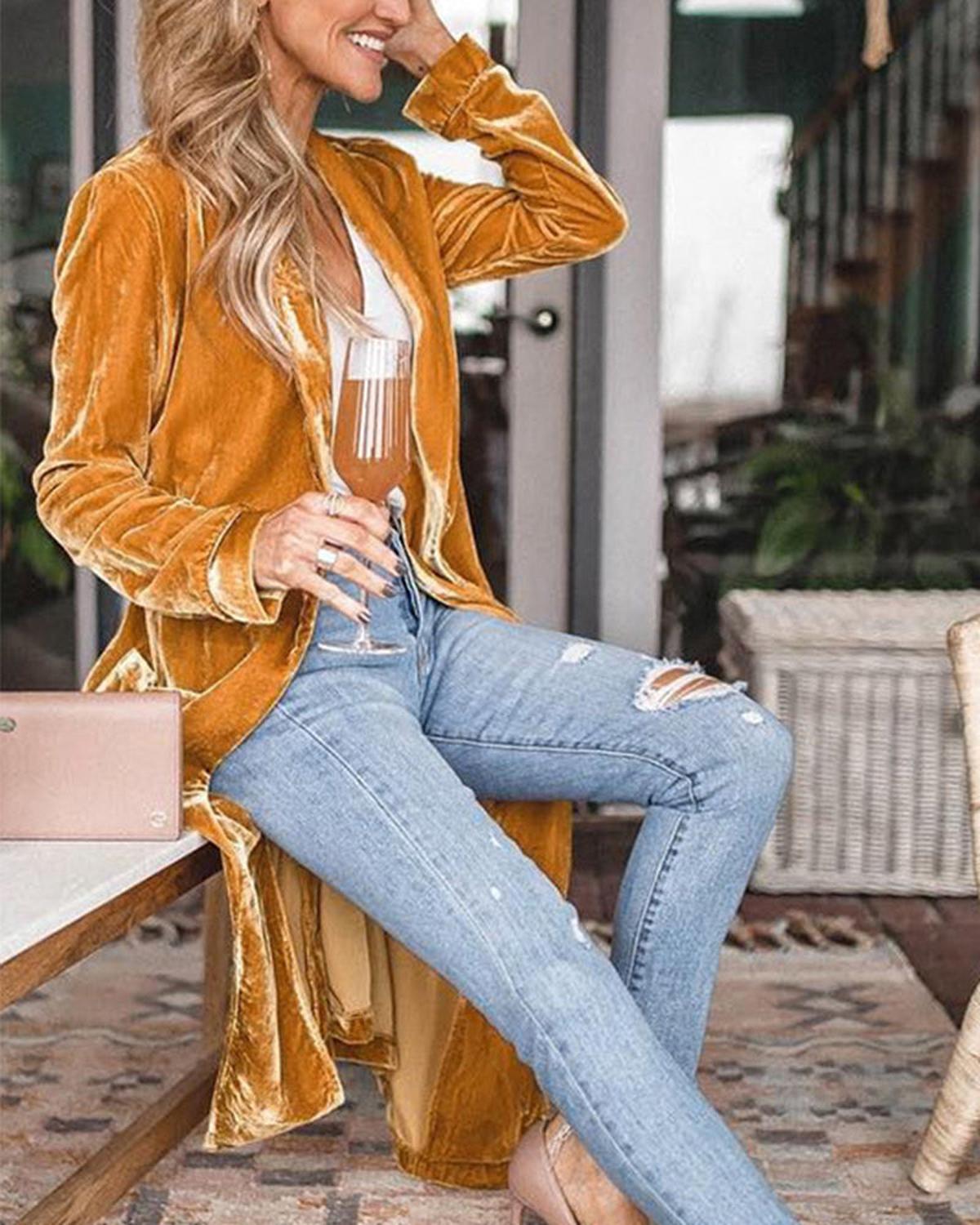 Gabriela | Women's Long Sleeve Knit Cardigan with open Front Panel