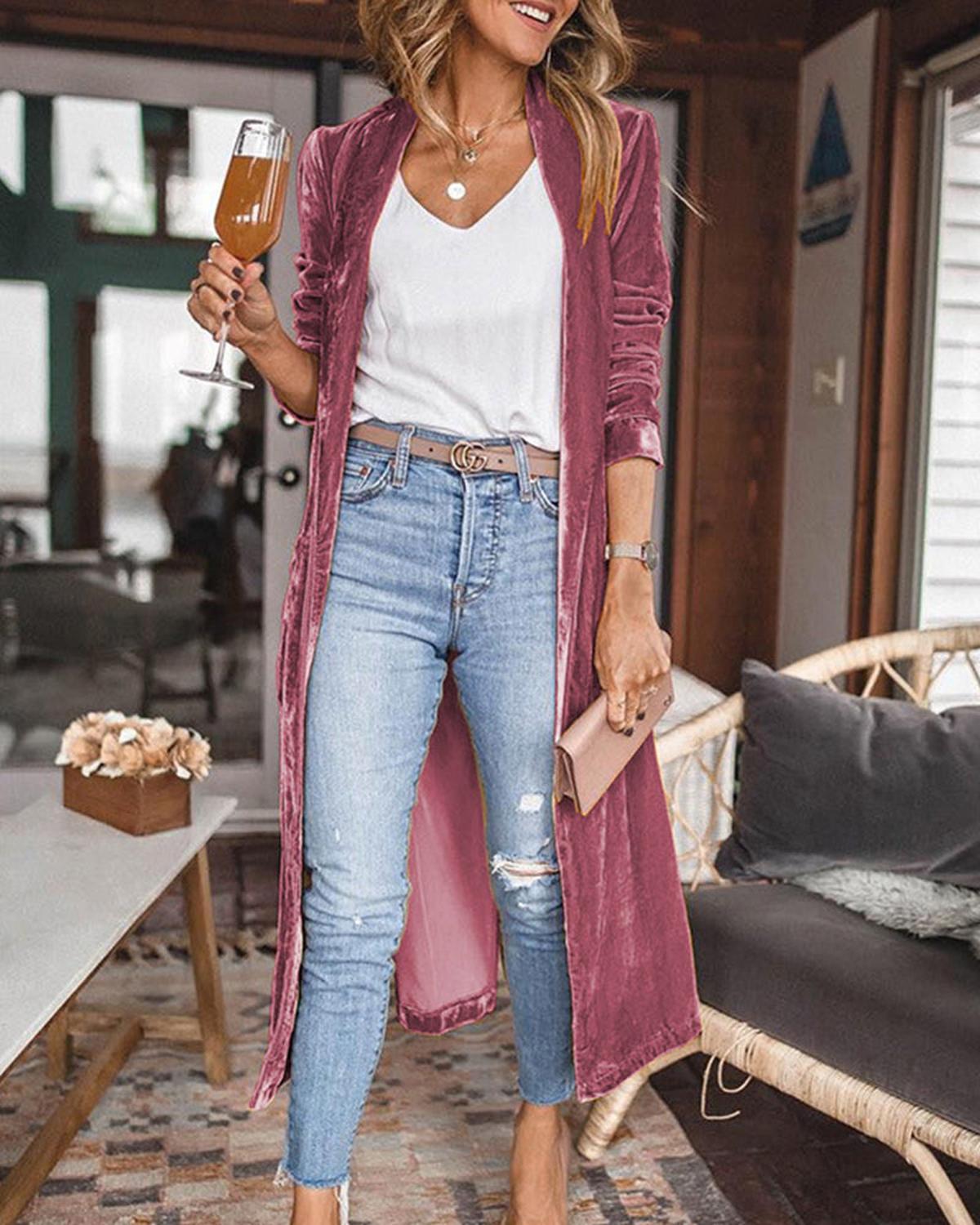 Gabriela | Women's Long Sleeve Knit Cardigan with open Front Panel