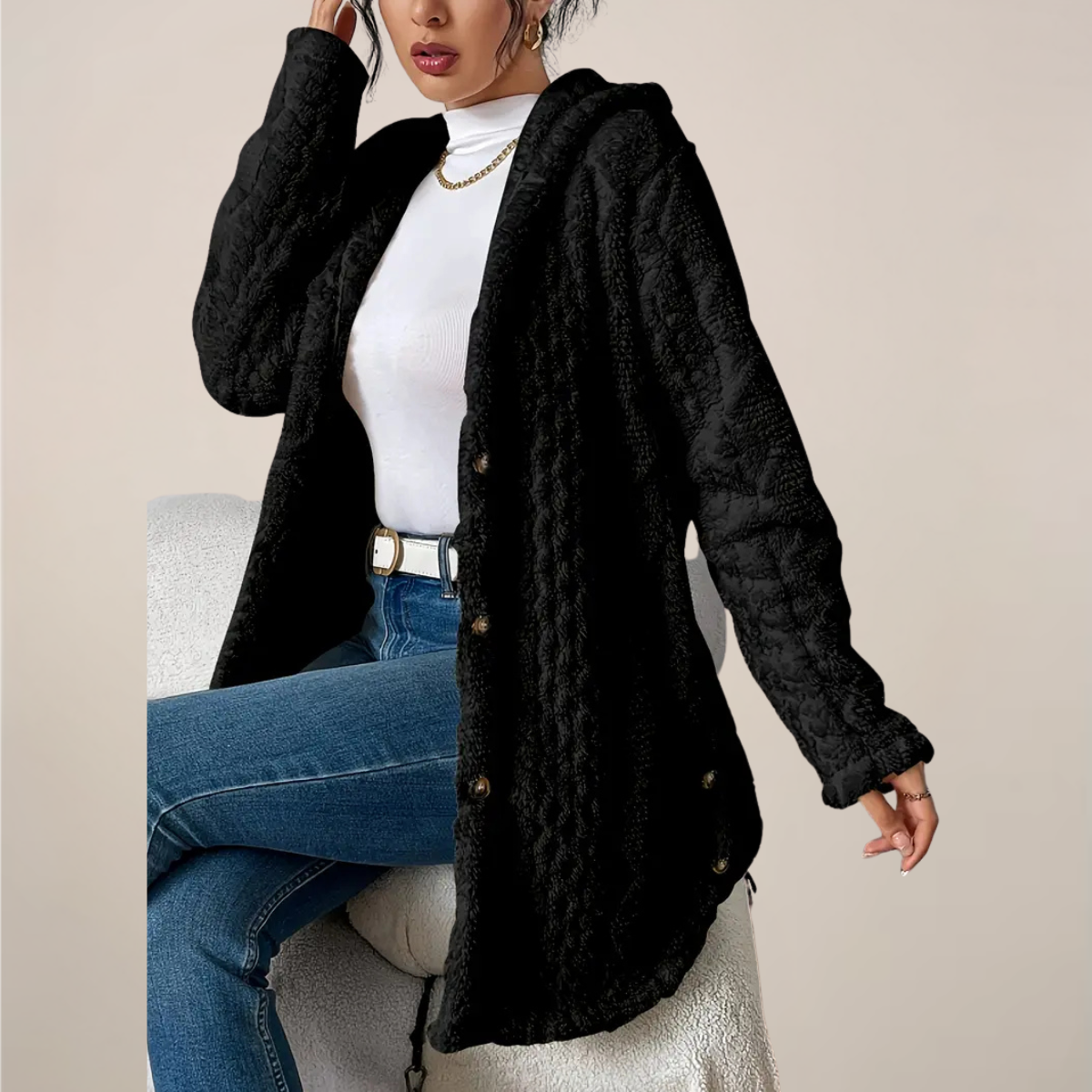 Rita | Women's Hoodie Jacket with Structured Look In Long Shape