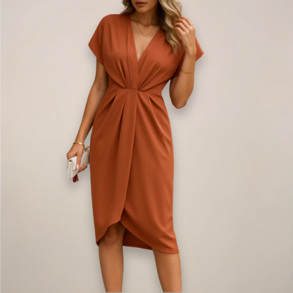Pauline | Women's Shorts Sleeve Midi Dress with Slit