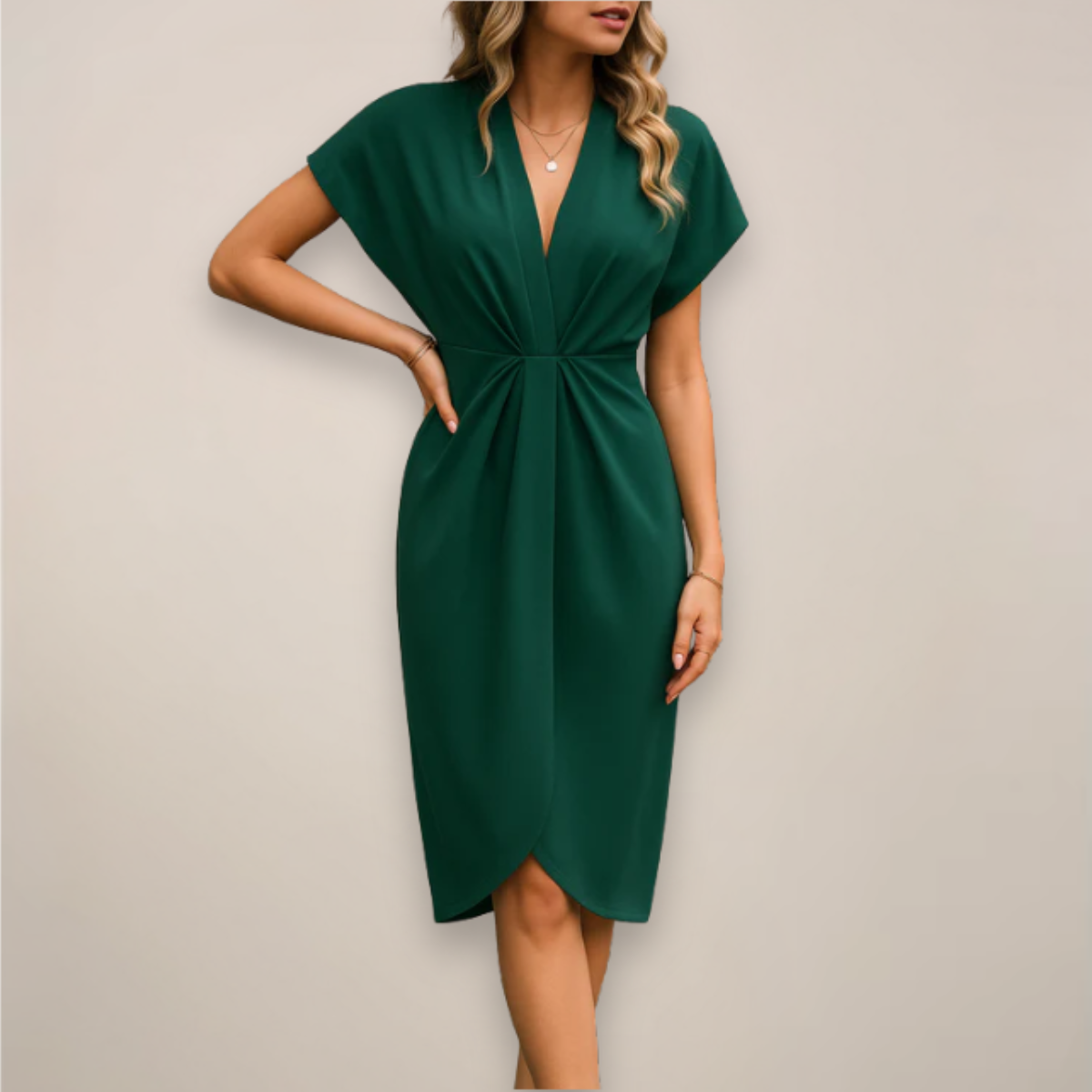 Pauline | Women's Shorts Sleeve Midi Dress with Slit