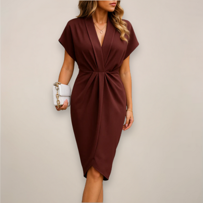 Pauline | Women's Shorts Sleeve Midi Dress with Slit