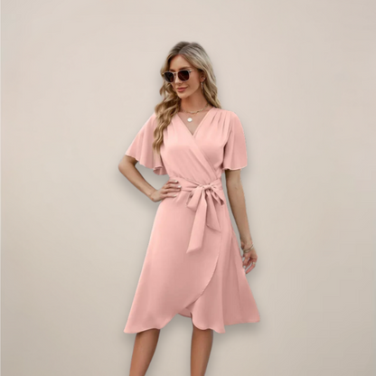 Britta | Women's Midi Wrap Dress with Front Knot