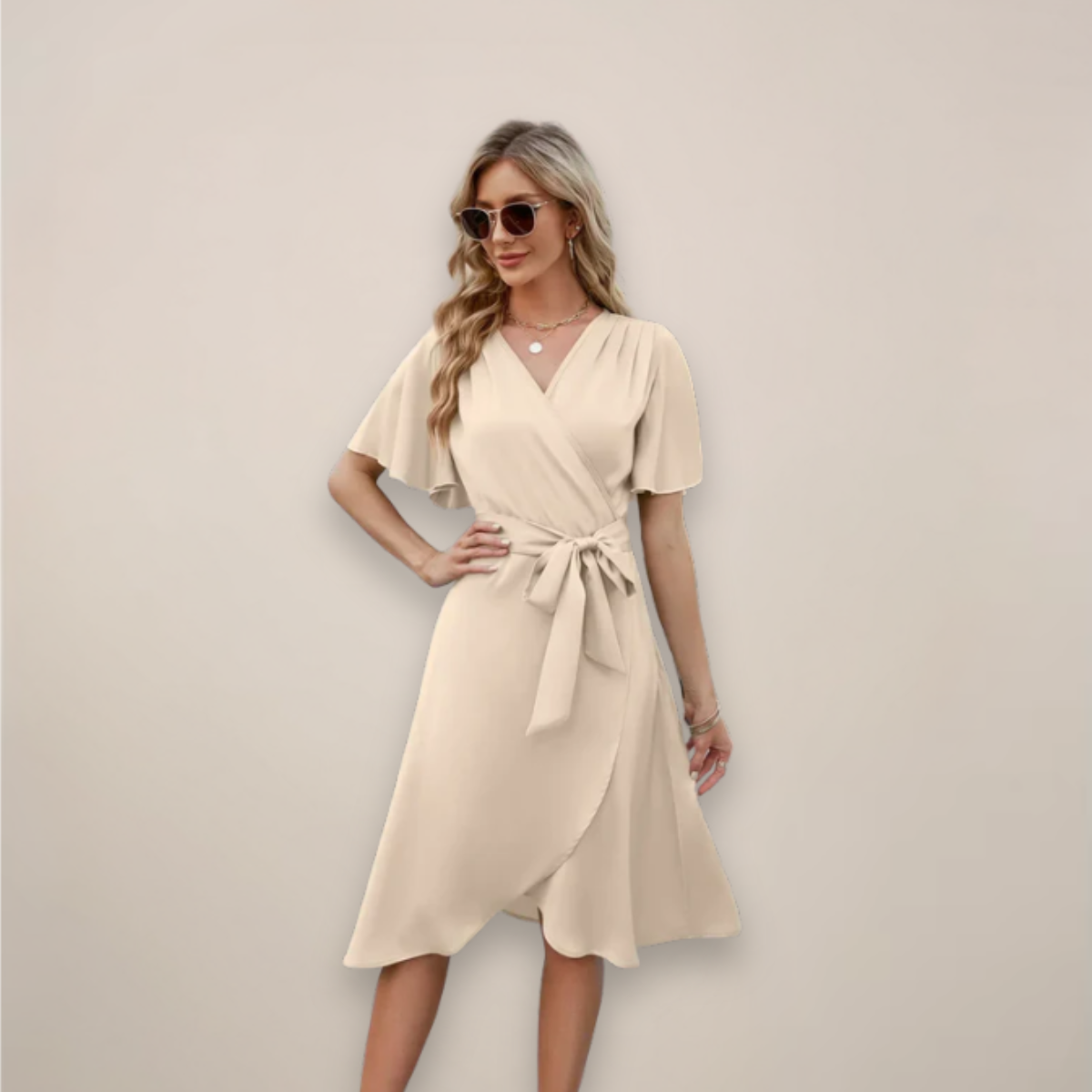Britta | Women's Midi Wrap Dress with Front Knot