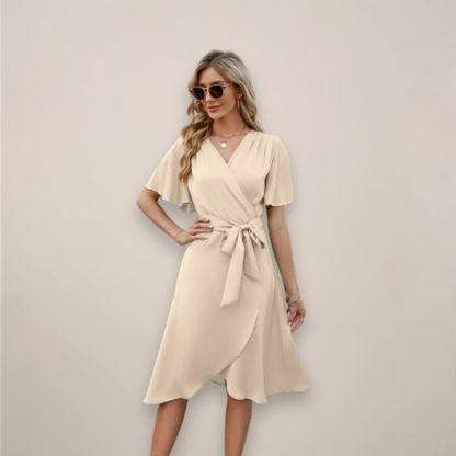 Britta | Women's Midi Wrap Dress with Front Knot