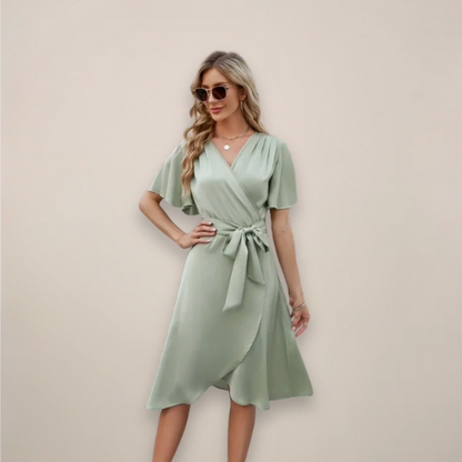 Britta | Women's Midi Wrap Dress with Front Knot