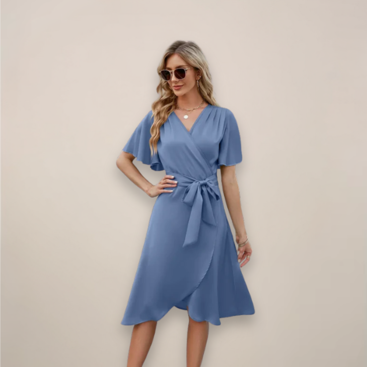 Britta | Women's Midi Wrap Dress with Front Knot