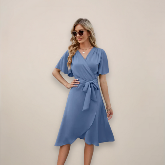 Britta | Women's Midi Wrap Dress with Front Knot