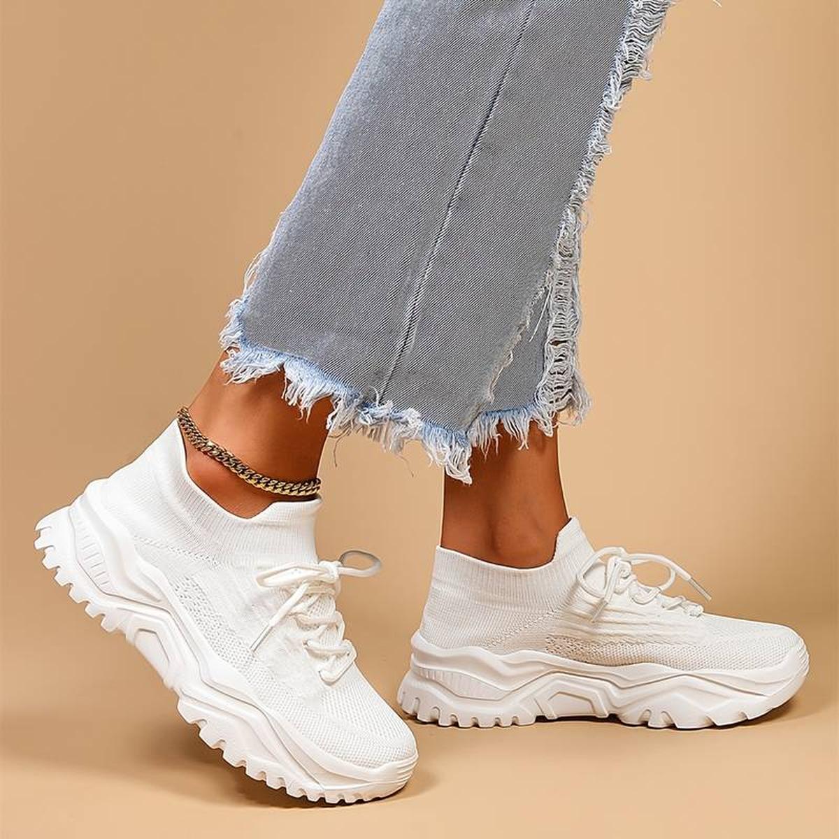 Elke | Women's Knit-Lace-Up Shoes for Casual and Walks