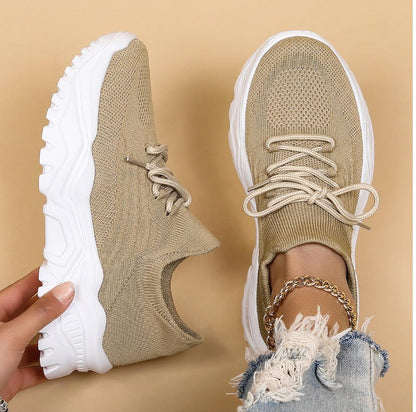 Elke | Women's Knit-Lace-Up Shoes for Casual and Walks