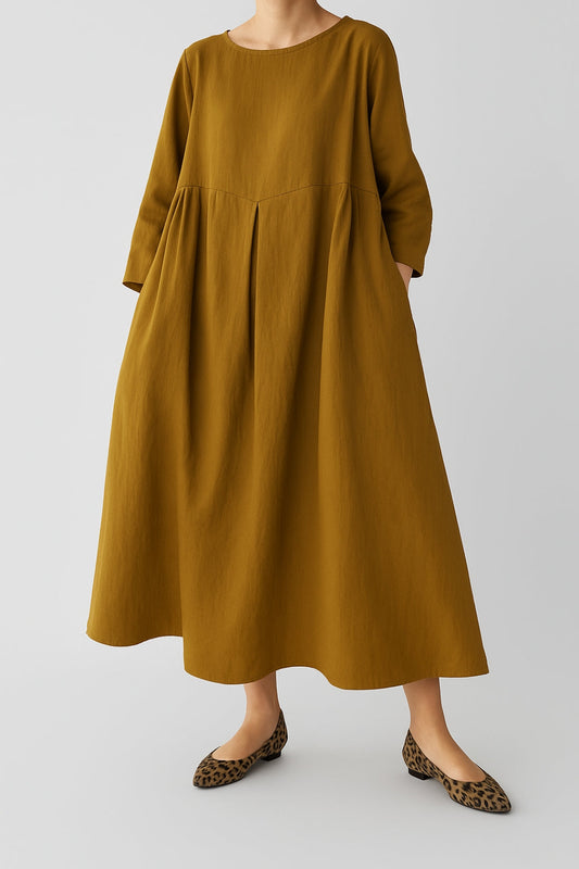 Carmen | Women's Casual Midi Dress with Front Pleats