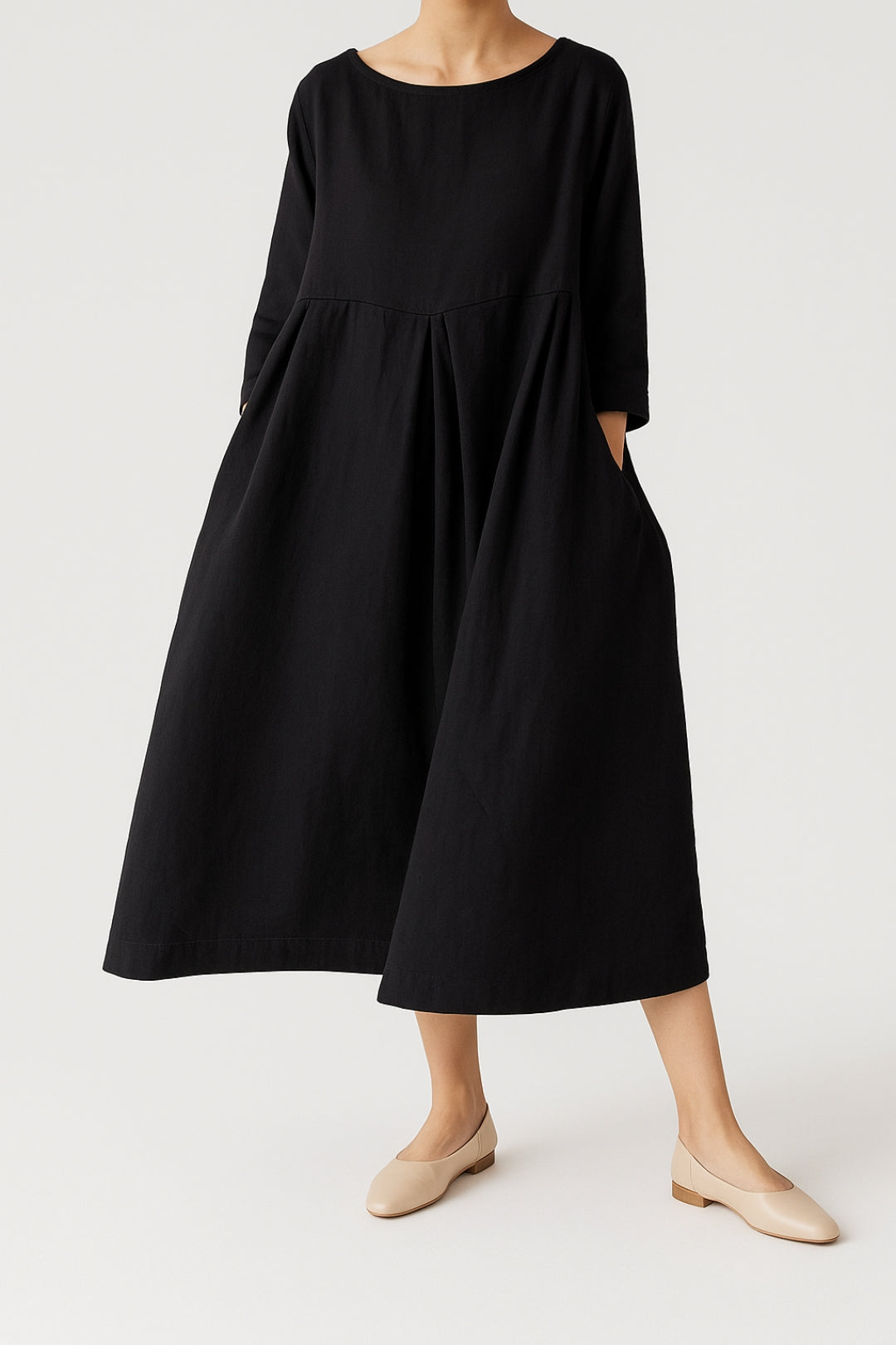 Carmen | Women's Casual Midi Dress with Front Pleats