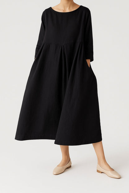 Carmen | Women's Casual Midi Dress with Front Pleats
