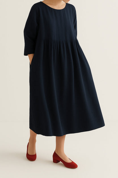 Carmen | Women's Casual Midi Dress with Front Pleats