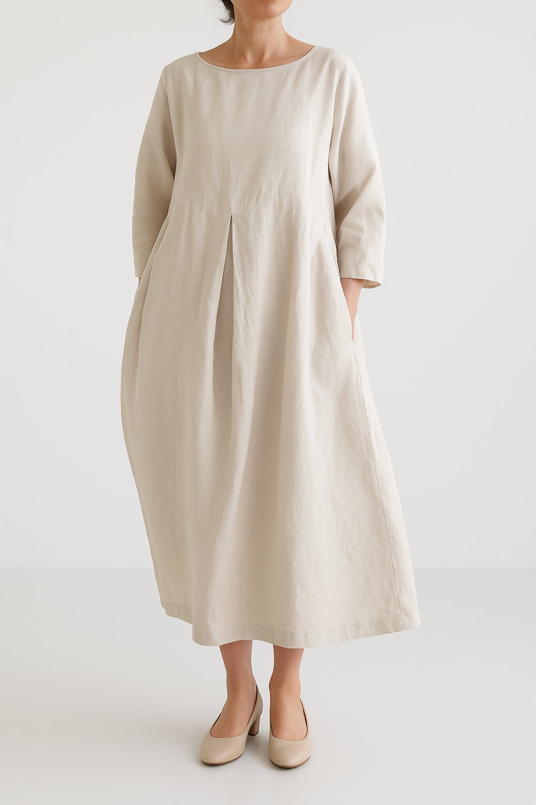 Carmen | Women's Casual Midi Dress with Front Pleats