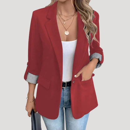 Theresa | Women's Tailored Single-Breasted Blazer with Hochgekrempelten Sleeves