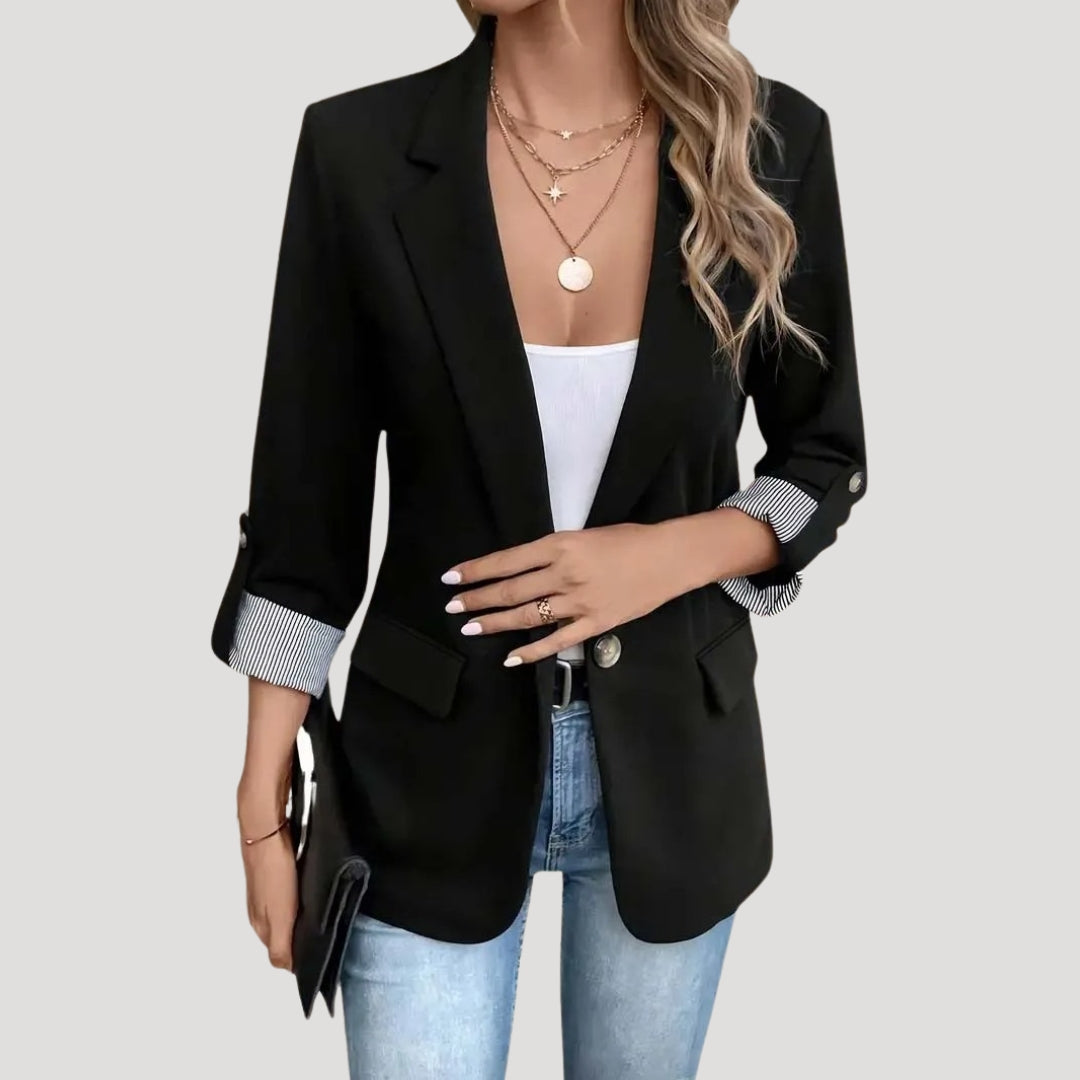 Theresa | Women's Tailored Single-Breasted Blazer with Hochgekrempelten Sleeves