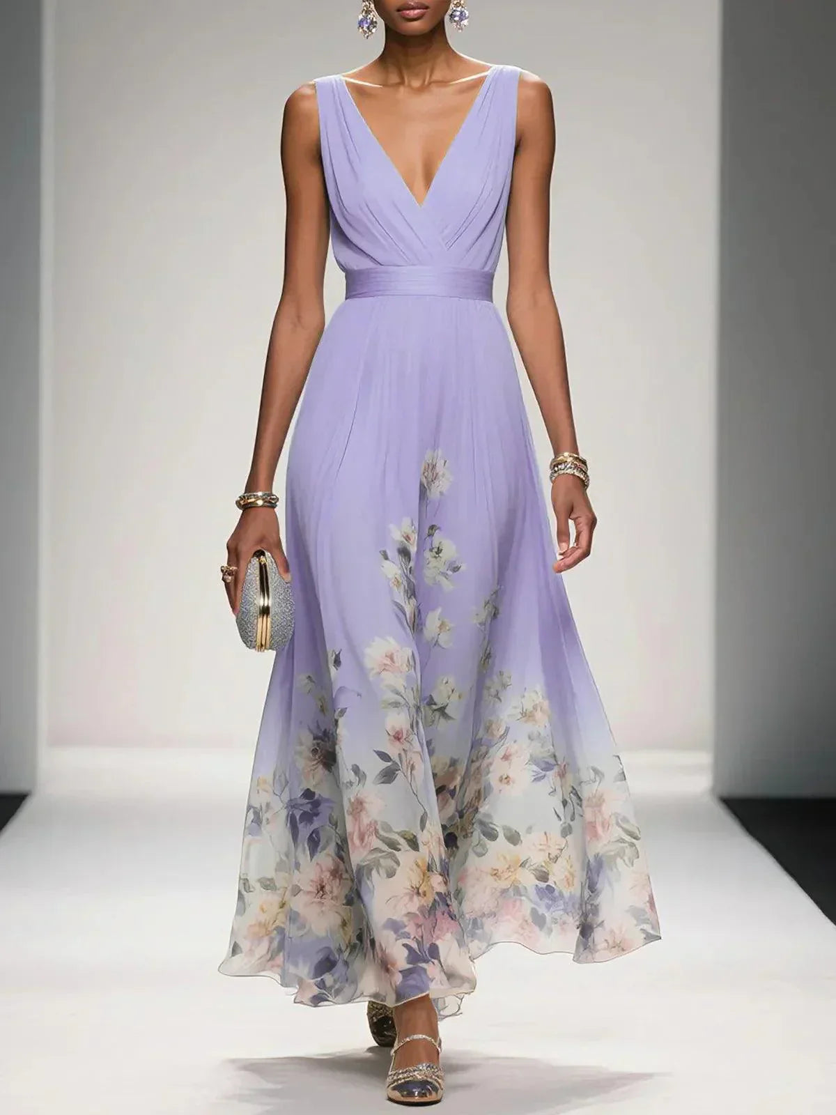 Carolin | Women's Floral Chiffon Summer Maxi Dress