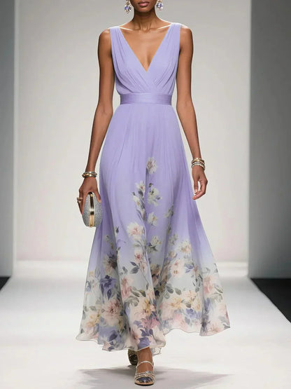 Carolin | Women's Floral Chiffon Summer Maxi Dress