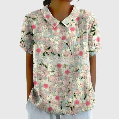 Elke | Women's Floral Collar Kurzarm Blouse