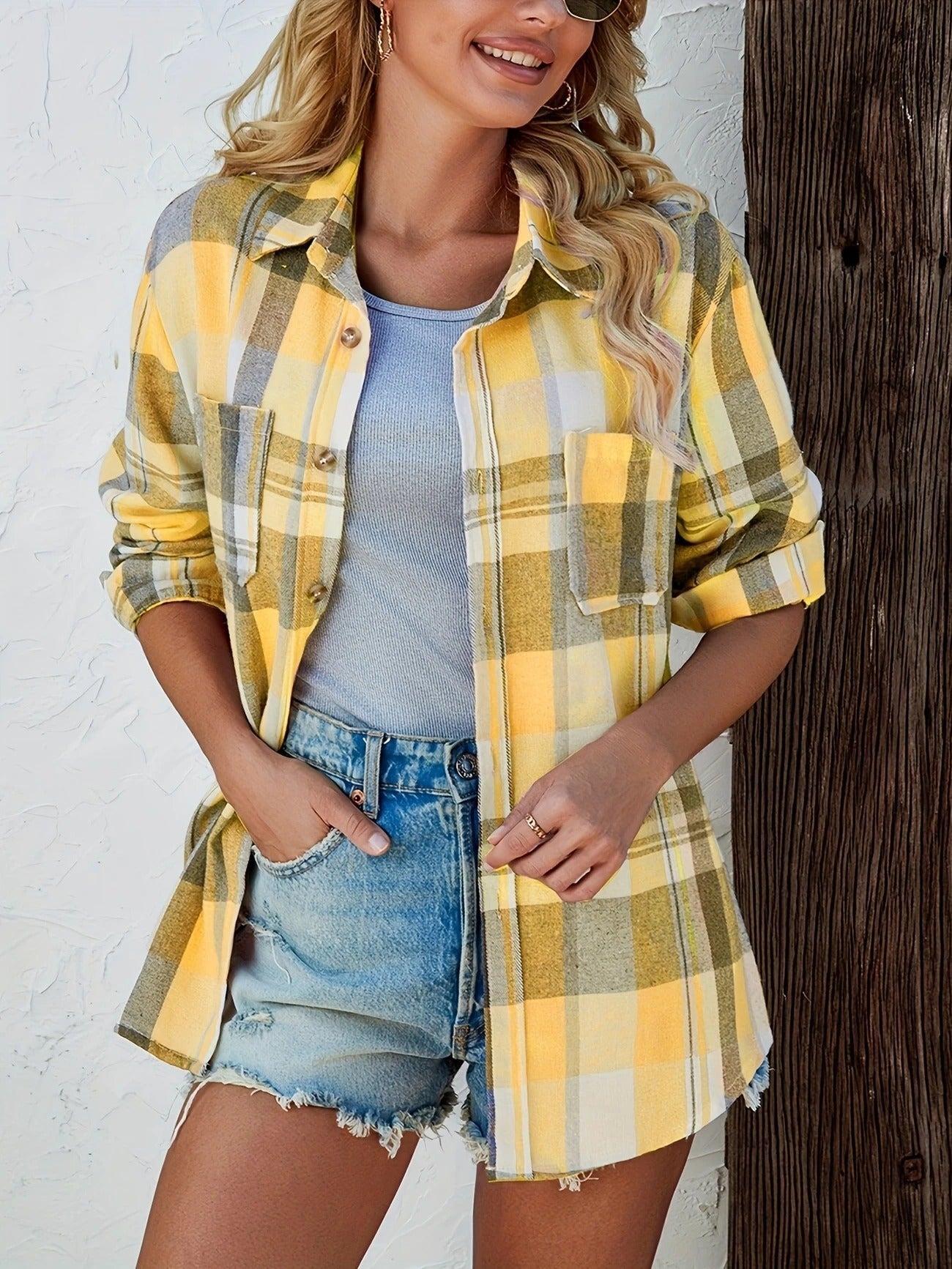Harper | Pink Plaid Flannel Top