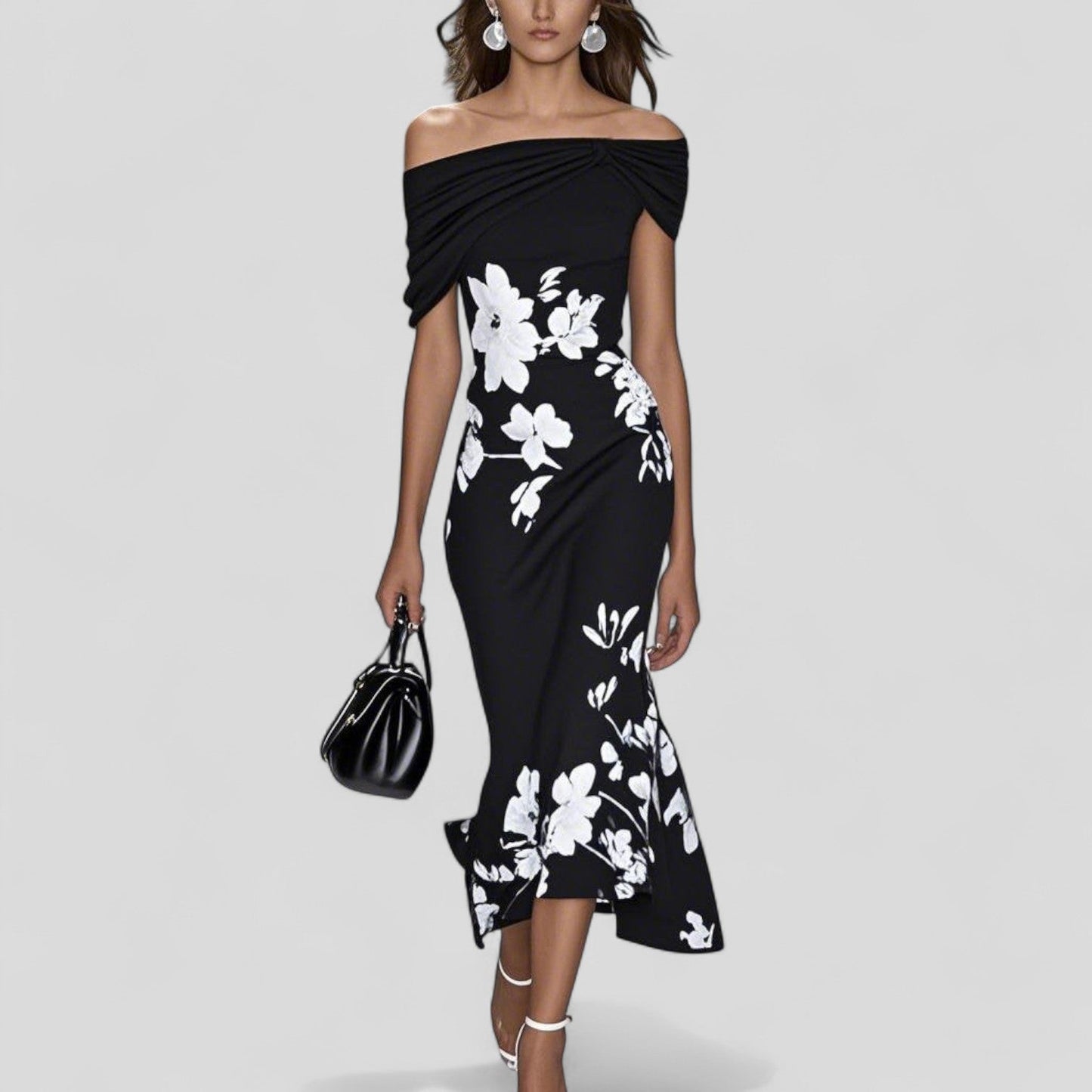 Anna | Women's Floral Off-Shoulder Midi Dress