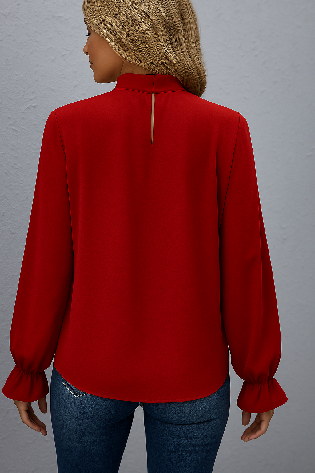 Tallulah | Tie Neck Ruffle Cuff Blouse