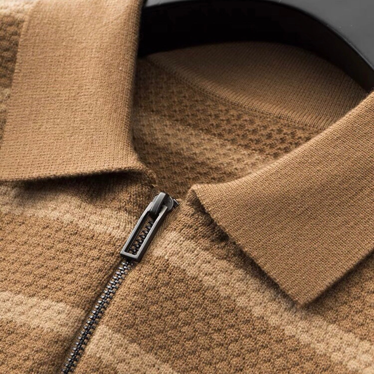 Leonardo | Men’s Striped Quarter-Zip Knit Polo Shirt