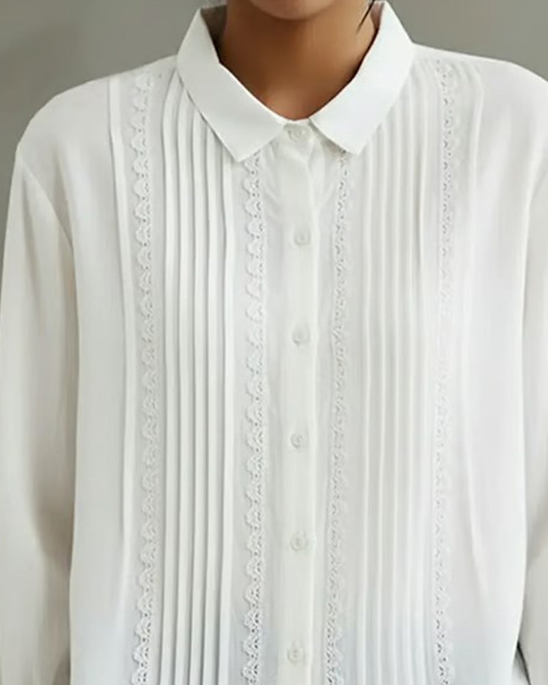 Claire | Lace-Trim Button-Up Top