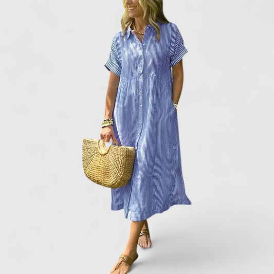 Maja | Women's Relaxed Striped Shirt-Midi Dress