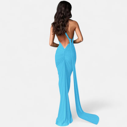 Lara | Women's Maxi Dress with One-Shoulder-Halter Neck