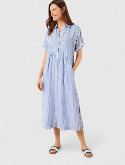 Maja | Women's Relaxed Striped Shirt-Midi Dress