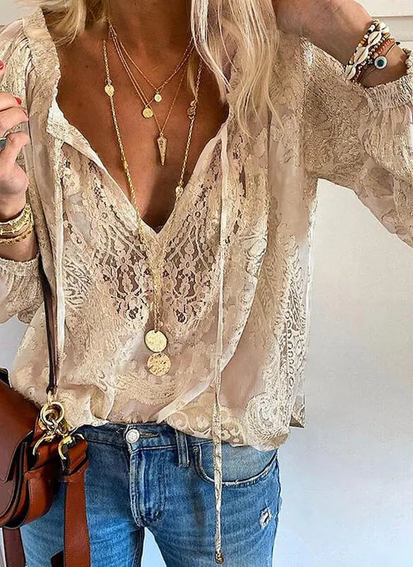 Tamara | Women's V-Neck Relaxed Summer Blouse