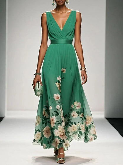 Carolin | Women's Floral Chiffon Summer Maxi Dress