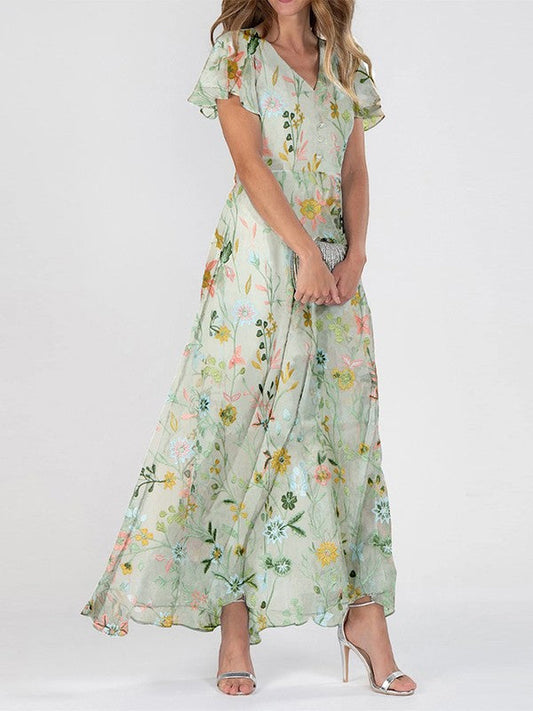 Bettina | Women's Maxi Dress with Floral Print and V-Neck
