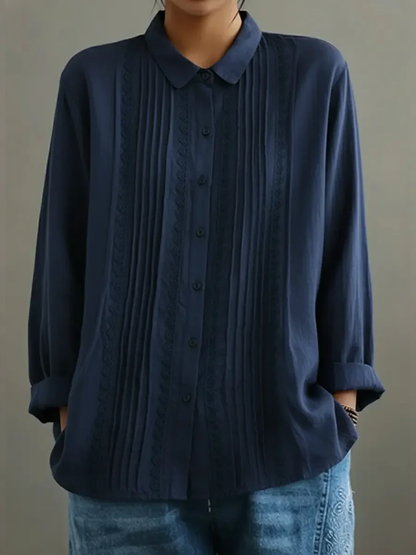 Claire | Lace-Trim Button-Up Top